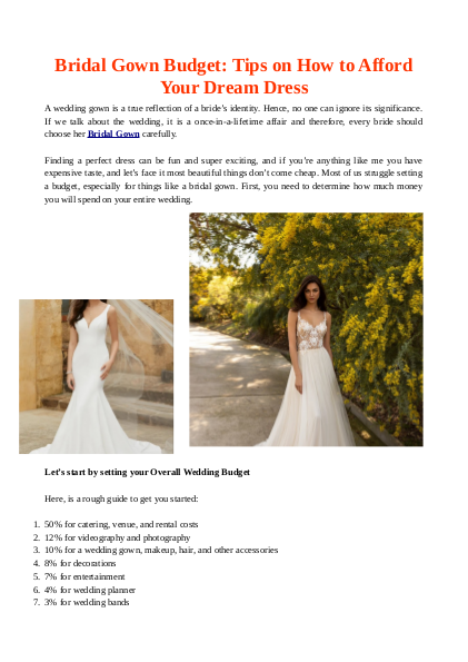 Bridal Gown Budget: Tips on How to Afford Your Dream Dress